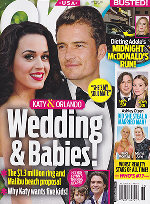 Illustration for article titled This Week In Tabloids: Katy Perry Wants 'As Many As Five' Babies With Orlando Bloom
